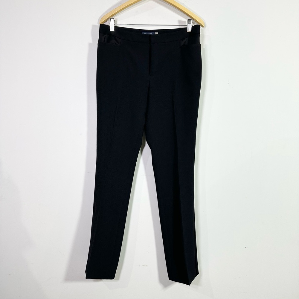 Tommy Hilfiger Black Slim Straight Leg High Rise Trouser Pants